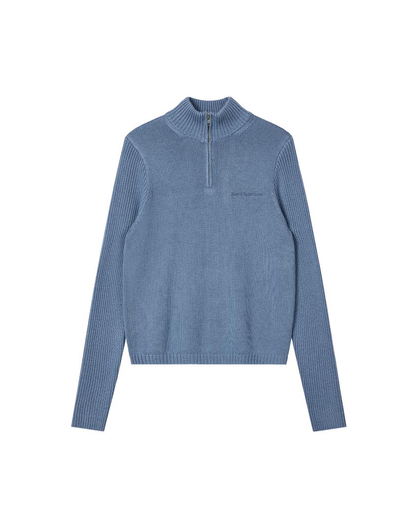 REST&RECREATION Slim Fit Half Zip-Up Knit - Light Blue