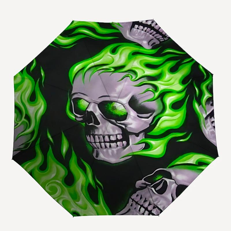 

1pc Flame Skull Automatic Folding Umbrella, Sturdy And Durable Automatic Folding Umbrella with 8 Ribs, Convenient for Outdoor Use097