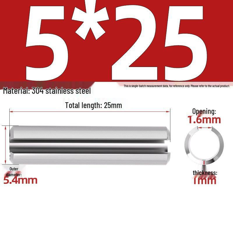 304 Stainless Steel Slotted Spring Pin, Cylindrical Shaft Pin, Locating and Hollow Pin (M5-M12)