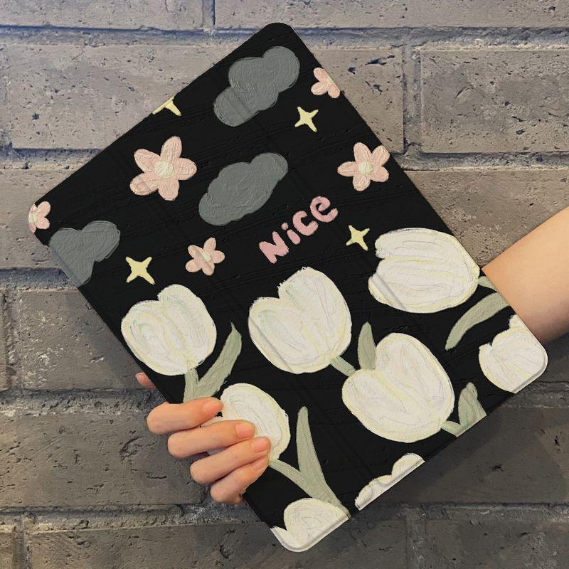 För iPad Air 4/5th 10,9 tum 2021 Pro 11 Pro12.9 2021 iPad 10.2(Gen 9/8/7 /Mini 6/Pro 11/Pro 12.9 Magnetic Smart Flip Case Cover Tulpan i oljemålning