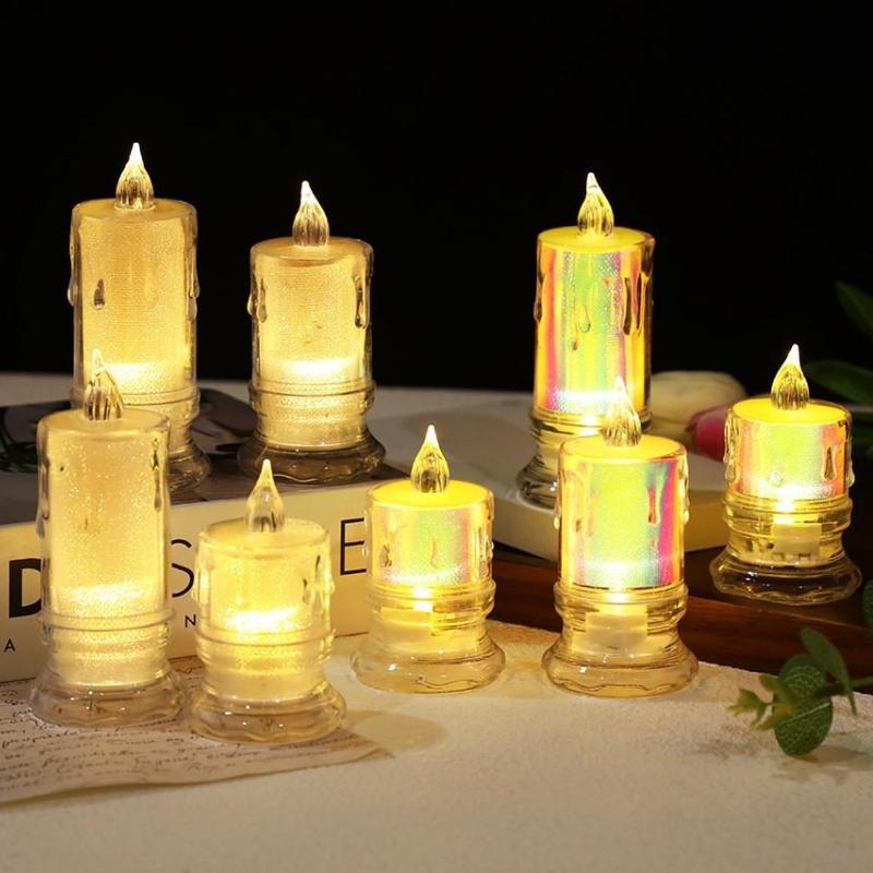 Bougie LED sans flamme 1/4/12/24 pièces, bougie colonne à LED avec batterie, parfaite pour les réunions de famille de Noël et les dîners aux chandelles