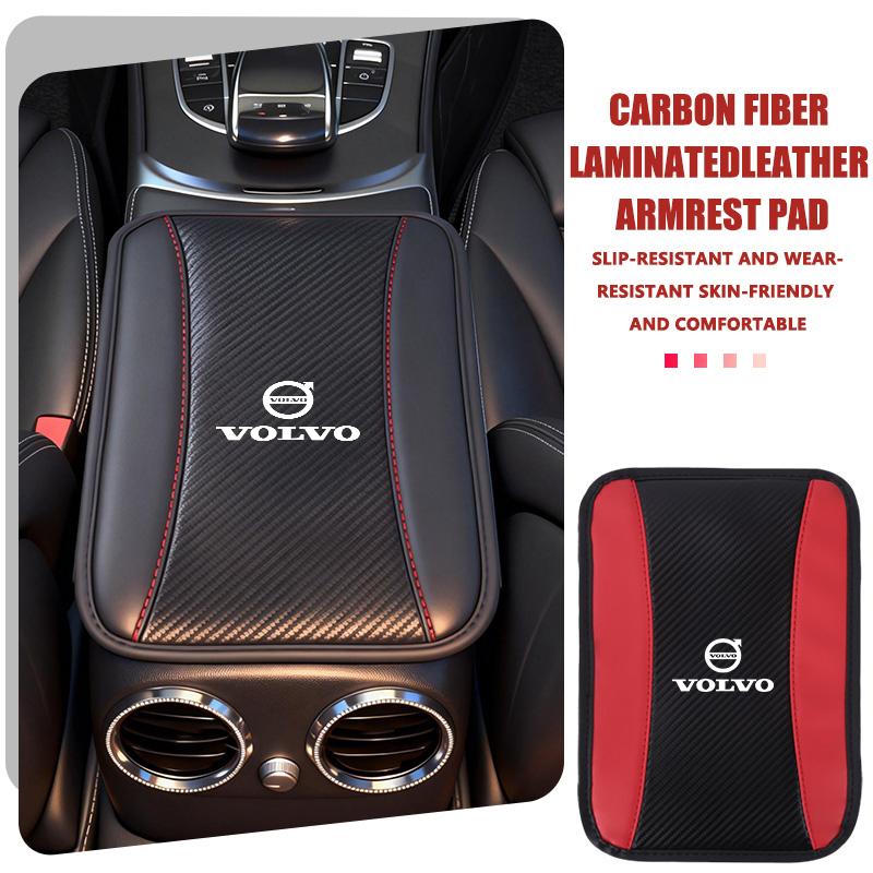 For Volvo Car Console Armrest Pad Carbon Fiber Leather Auto Cushion Cover V40 V60 C30 C70 S60 S80 S90 XC40 XC60 XC70 XC90 T6