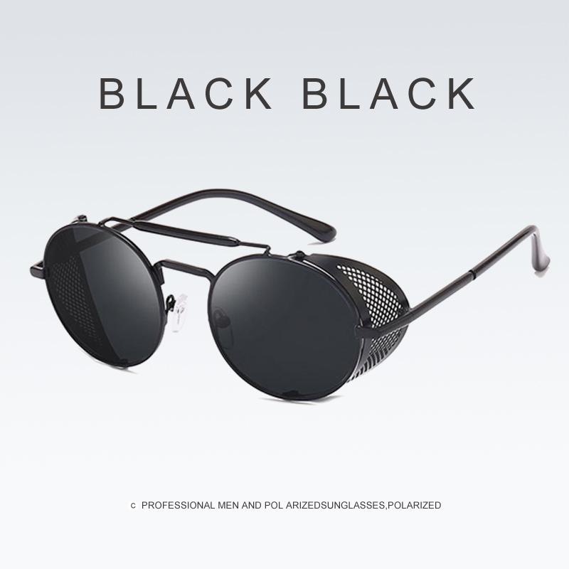 Men Sunglasses Uv400 Metal Shield Steampunk Woman Glasses Personality Windshield Sunglasses  Retro Toad Mirror Round Design