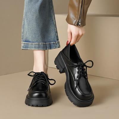 Platform Loafers for Women PU Leather Lace-Up Chunky Lug Sole Penny Loafers Shoes Women's Slip On Comfort Casual Fashion Business Work Dressy Shoes