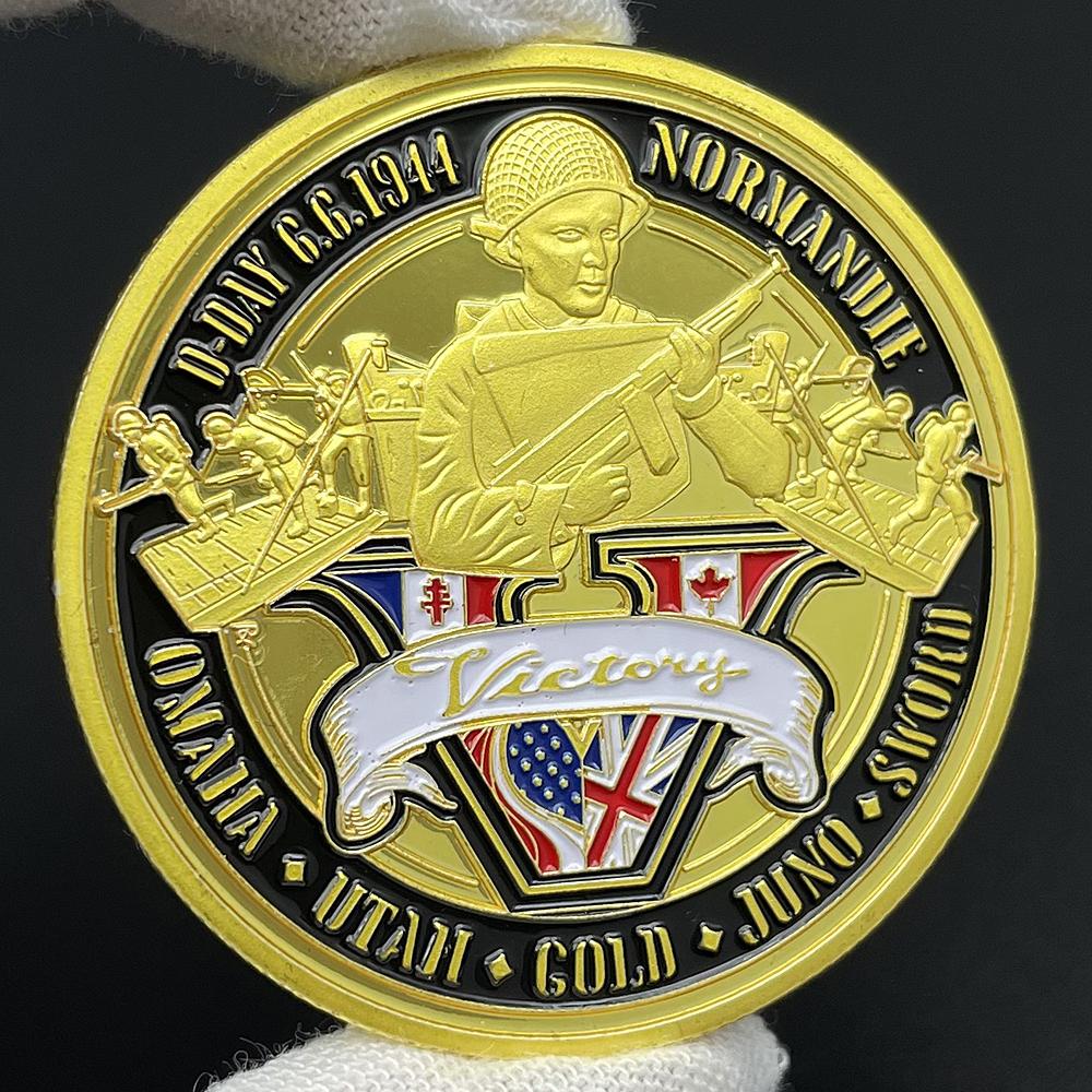 Normandy Landing Gold Coin Collectibles 1944.6.6 D-Day Challenge Coin Souvenir Victory Honorary Badge Coleccionables Gift