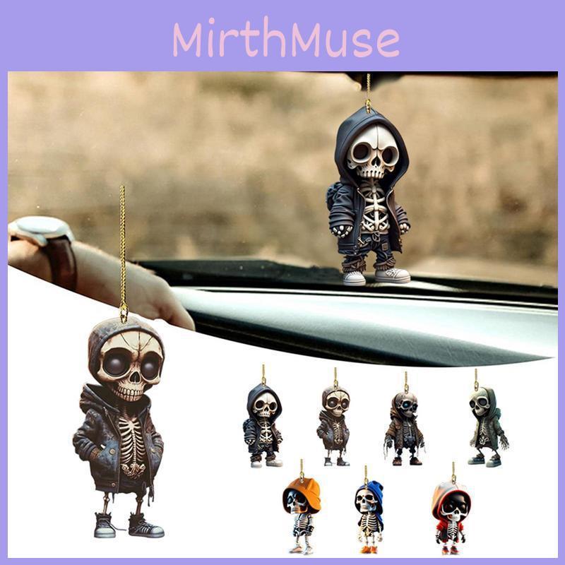 Vintage Cartoon Skull Acrylic Car Ornament For Halloween Home Decor Accessories