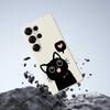 For Samsung Galaxy S25 Ultra Case Love Black Cat Pattern Printing Straight Edge TPU Phone Back Cover