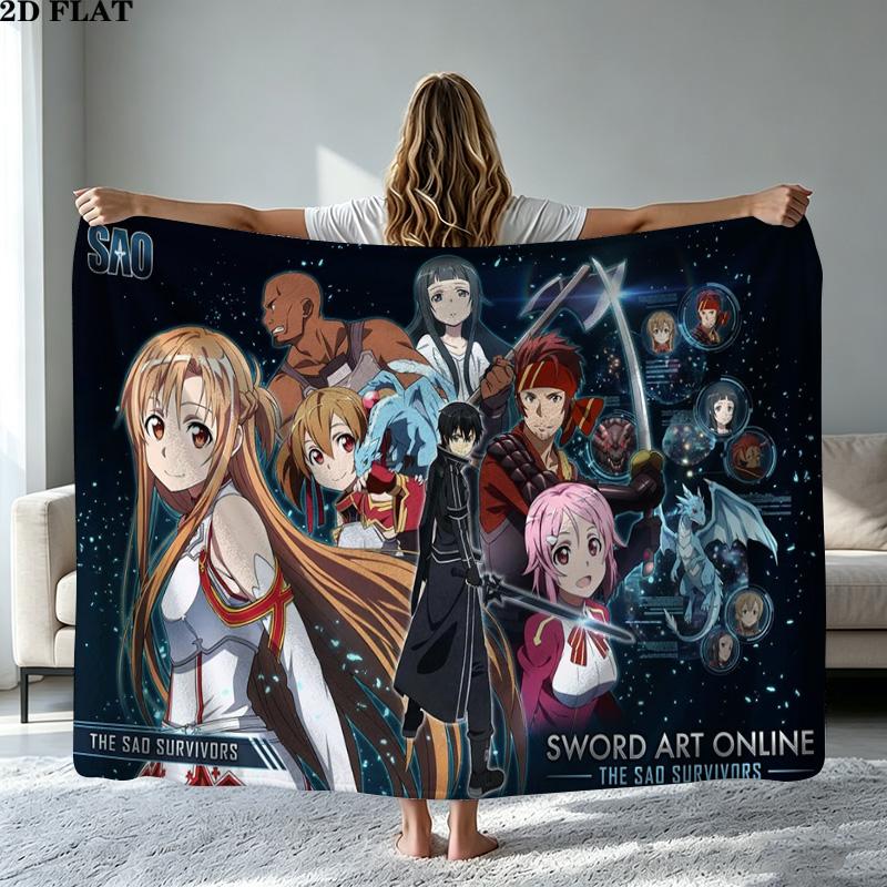 Sword Art Online Print Flannel Blanket High Quality Warm Comfortable Cover for All Seasons Perfect for Gifts Home Decor