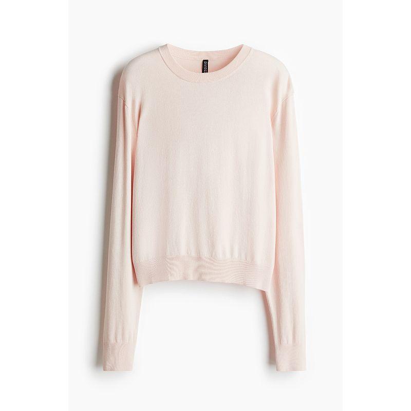 

HM Women s Woolen Sweater Autumn Rib Comfortable Long Sleeve Fine Knitting Short Pullover 1246236