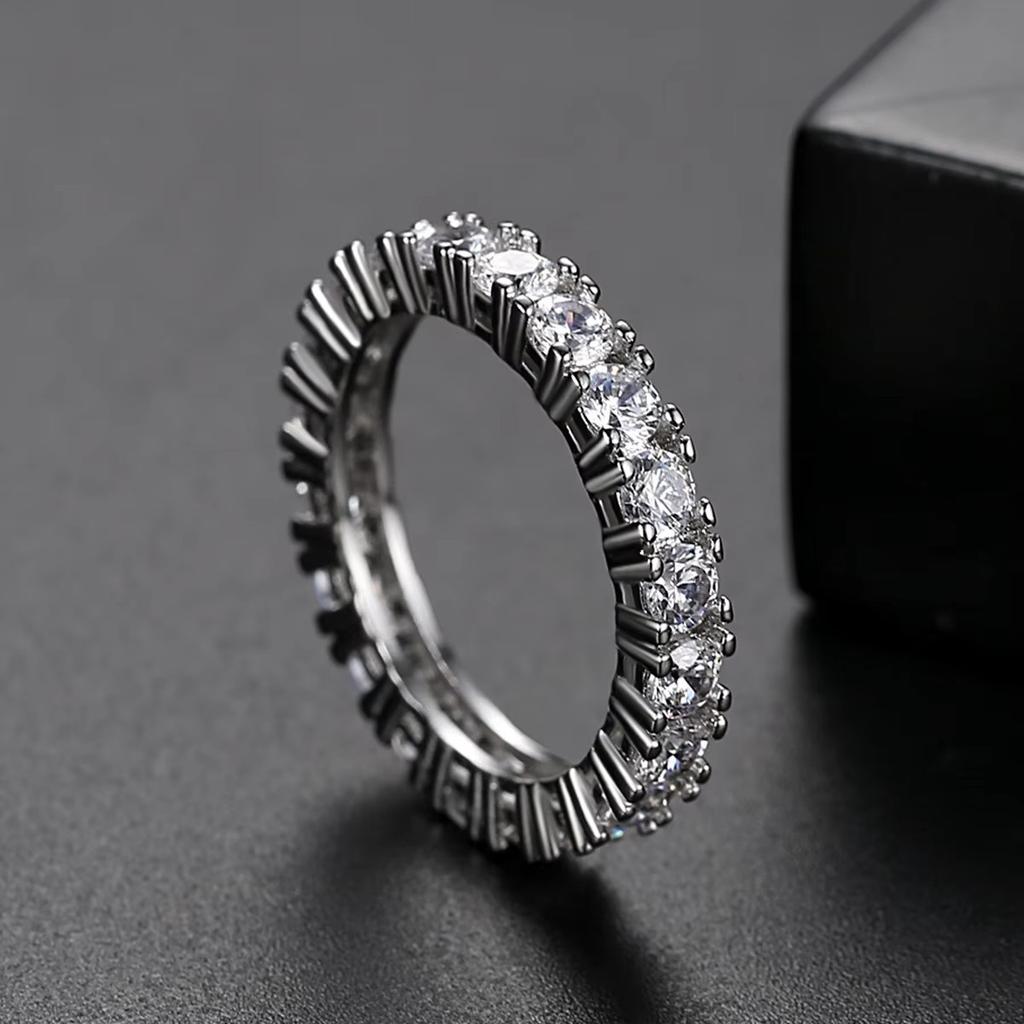 Big Circle Shiny Cz Crystal Ring Cubic Zirconia Colorful Eternity Ring Wedding Ring Set 18k Gold With Diamond