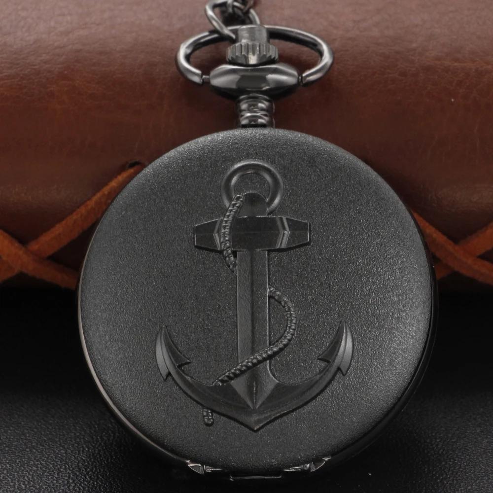 

10pcs/lot Wholesale Black Sailing Boat Anchor Pattern Chain Pocket Watch Vintage Steampunk Necklace Pendant Clock Men Women Gift чёрный