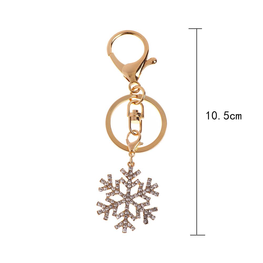 New Arrival Gold-color for Woman Ladies Crystal Snowflake Keychain Jewelry Key Ring Pendant