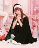 Milky Time 3-Piece Christmas Santa Costume Set for Women, Adult Santa Claus with Poncho Sleeves (Green, Size M)