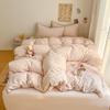 Literie Class A 2025 nouveau vent crème couleur unie drap de lit ensemble quatre pièces housse de couette étudiante ensemble quatre pièces ménage