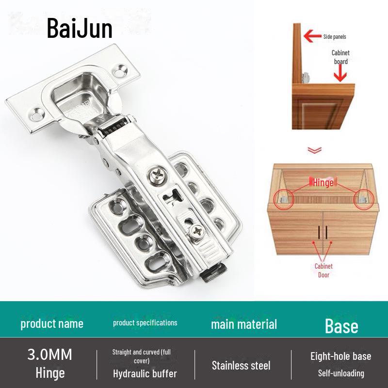 

Петля с гидравлическим пружинным буфером из нержавеющей стали 304 для дверей шкафов и гардеробов