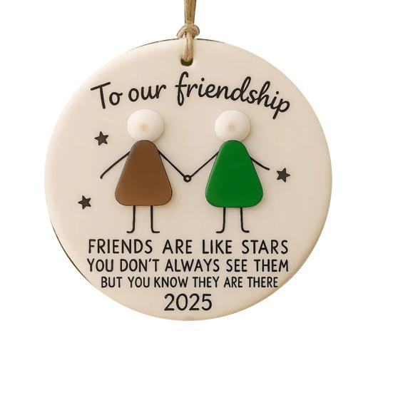 Friendship Sea Glass Christmas Ornament Round/Heart Shaped Friendship Keepsake for Best Friends Handmade Sea Glass Art Hanging Ornament for Christmas