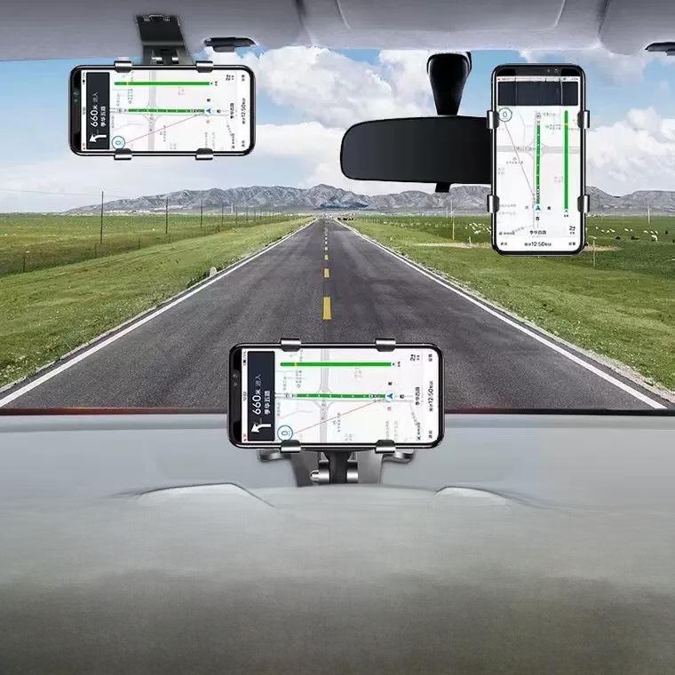 Universal Car Mount: Multifunctional Rotating Dashboard & Rearview Mirror Phone Holder