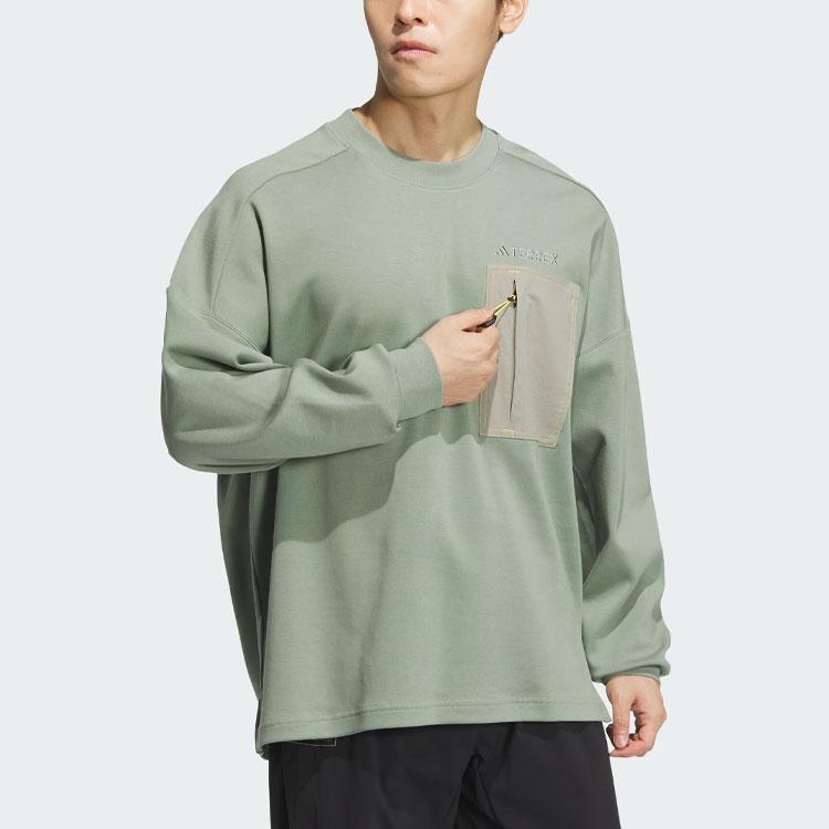 Adidas X National Geographic Crew Sweatshirt American Vintage Color Block Pocket Loose Sports Outdoor Round Neck Men Sweatshirt IS9525