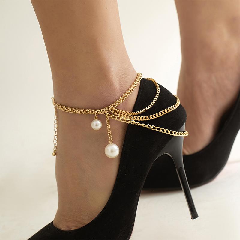 Fashion Multilayer Chain High Heel Shoe Simple Foot Ankle Beach Jewelry Foot Bracelet For Women Girl Anklet Gift