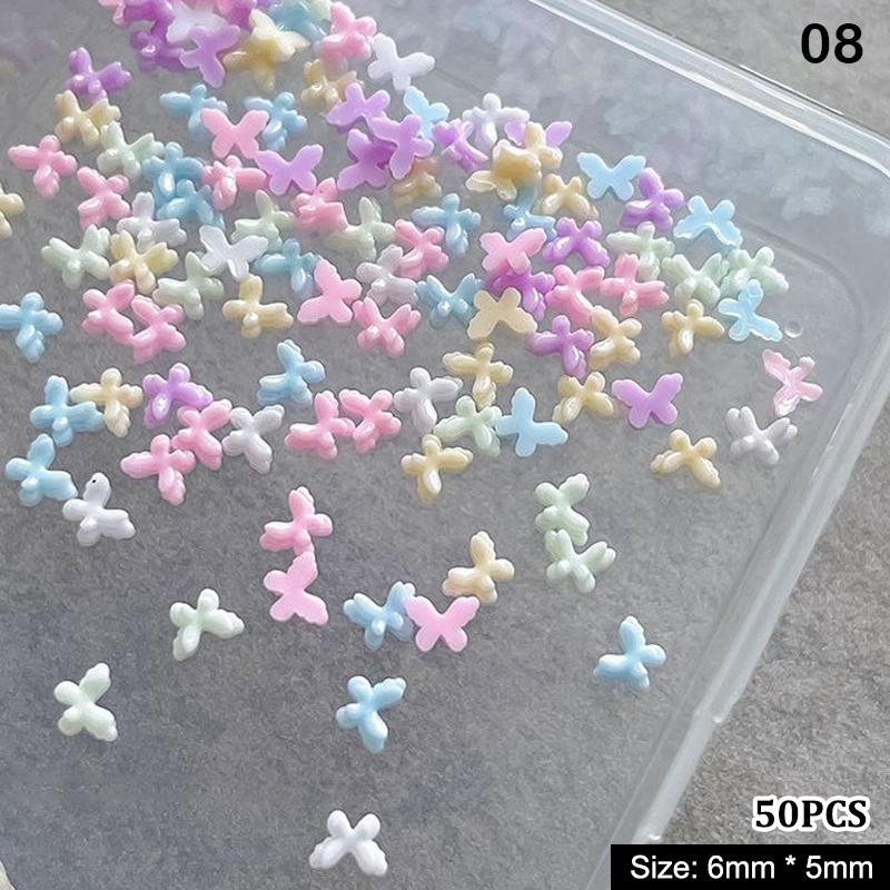 50Pcs Crystal Rhinestones Nail Art Sparkle Butterfly Shapes Charms Jewelry for Luxury 3D Nail Design Accessories