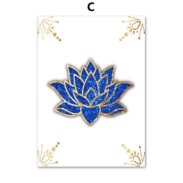Paintings for Interior Abstract Evil Eyes Lotus Canvas Wall Art Gold Blue Posters and Prints for Living Room No Frame