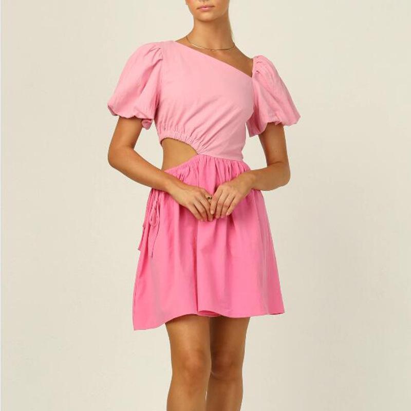 

Милое летнее платье 2025 года с французскими рукавами-фонариками, эластичной талией и ажурным дизайном для женщин