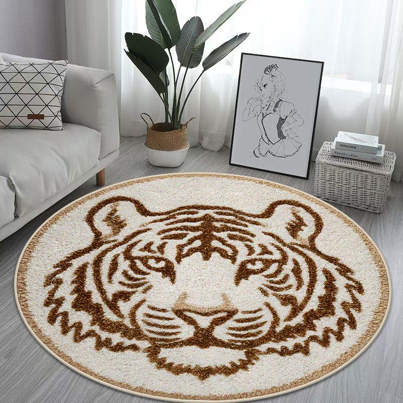Cute Animal Pattern Rotundity Carpet Living Room Tea Table Foldable Rug Bed End Anti-slip Large Area Easy Cleaning Mat Office