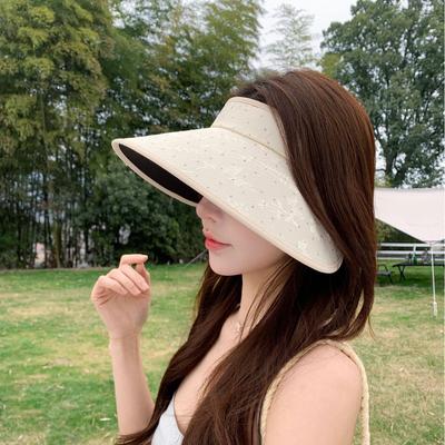 Summer Casual Women'S Big Brim Empty Top Hat Outdoor Sports Uv Protection Sun Hat Showing Face Small Sun Protection Hat