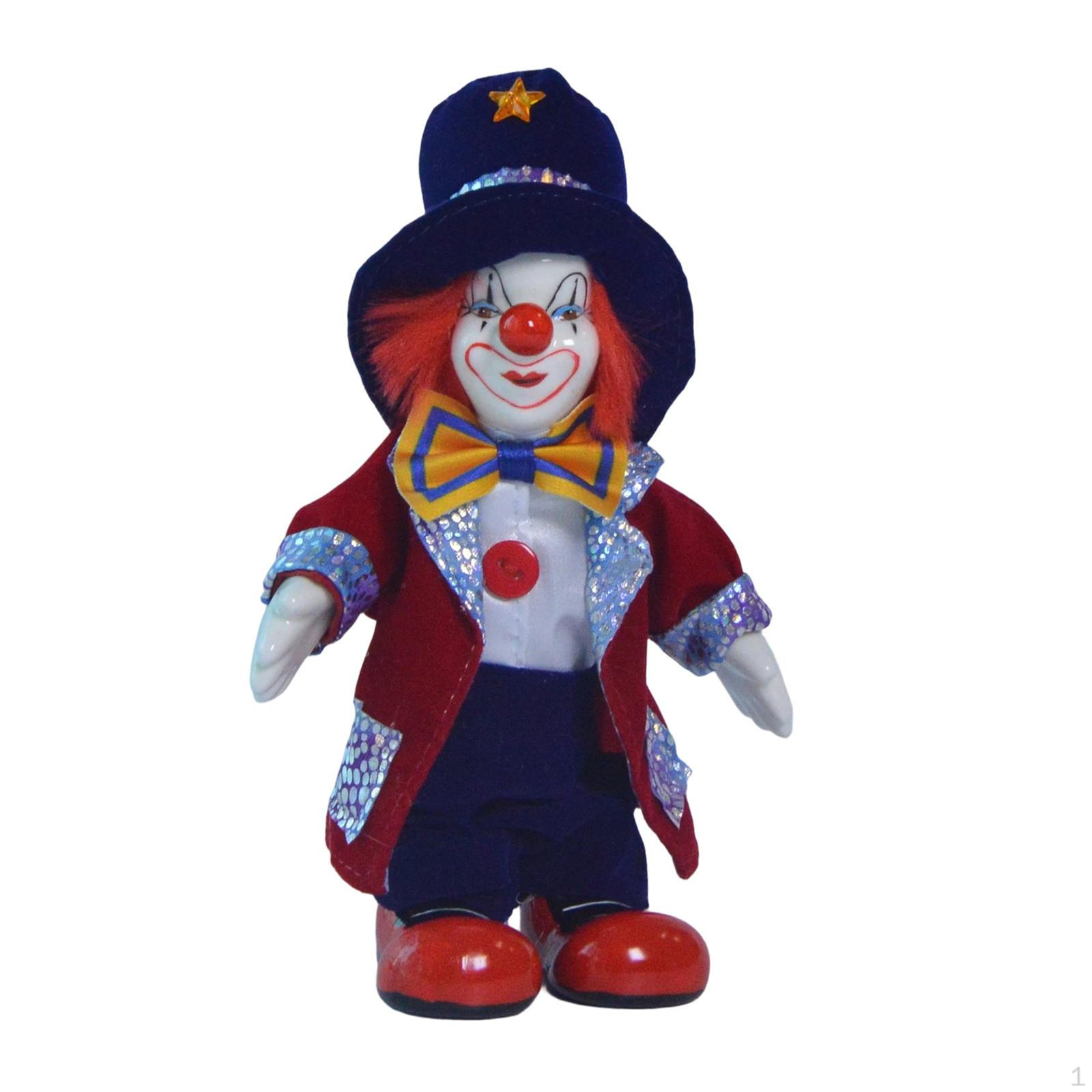 Clown Doll Figure Collectible 18cm Halloween Ornament Ceramic Porcelain Model Harlequin