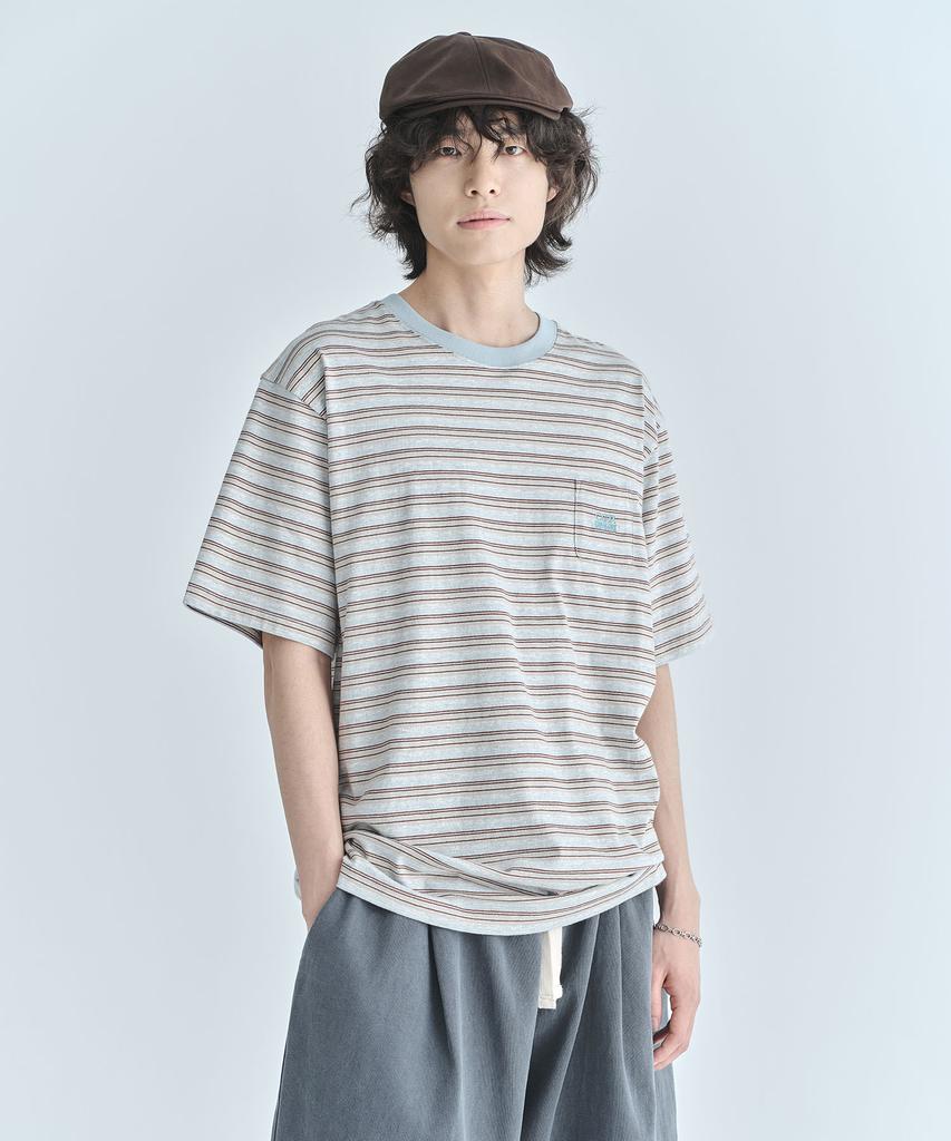CGP Pinstripe Mini Pocket Short Sleeve T-Shirt - Melange Gray