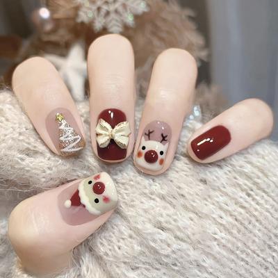 Pure Handmade Phototherapy Nail Art Winter Christmas Wear Nail Finished Cat Eye Nail Art Patch Showing Whiteness