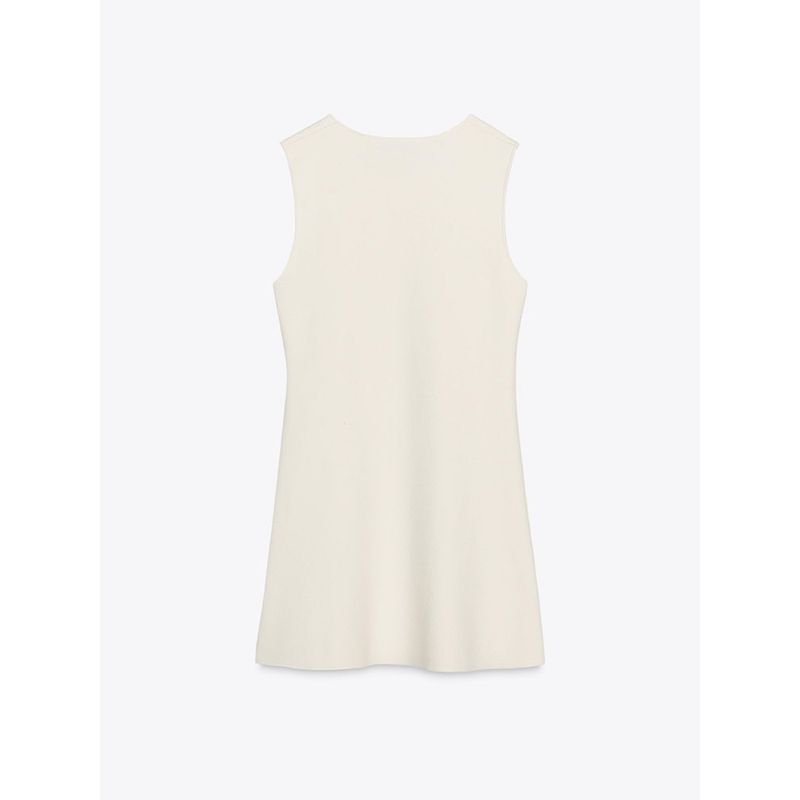 

Za2025 Spring New Women s Clothing Elegant Plain Stitch A- line Hem Sleeveless round Neck Short Dress 9598019 Ben White L