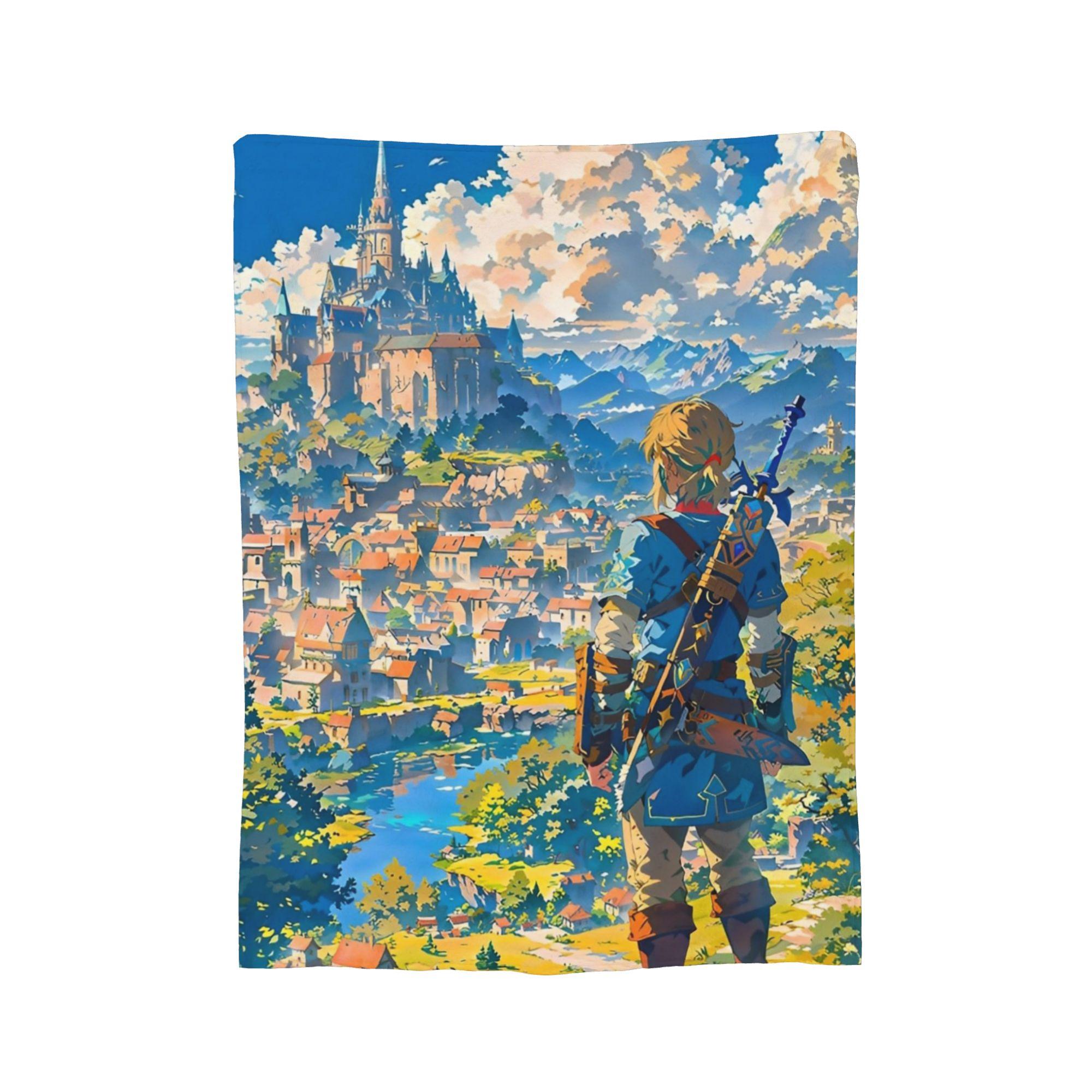 

Z-Zeldas Breath Of The Wild Blanket Plush Funny Breathable Throw Blanket for Bed Sofa Decoration, 75x90cm