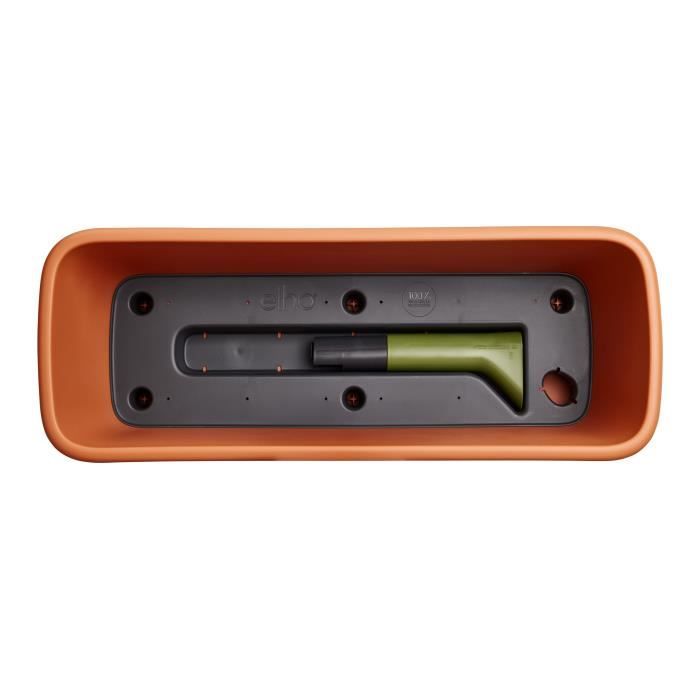 ELHO Balconnière Noa Large - L 65 x W 20 x H 18 cm - Balcon,extérieur - 100% recyclé - Marron