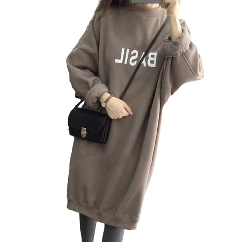 

[1/2plus] [Nibun Noichi Plus] one piece trainer sweatshirt front print back Brushed ladies (L, pink beige)