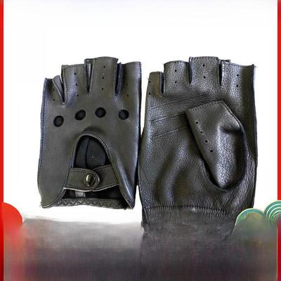 "Custom Sheepskin Half-Finger Leather Gloves - Versatile for Cycling, Street Dance, and Outdoor Wear."