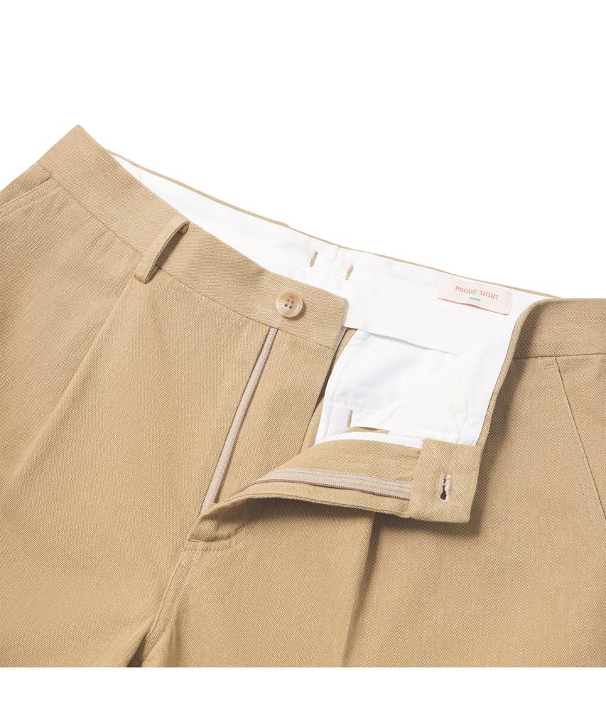 PRODESHIRT Vintage Cotton Pique Single-Pleat Pants (Sand Beige)
