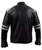 New Jacket Striped Motorcycle Biker Zip Men's Stylish Genuine Lambskin Leather