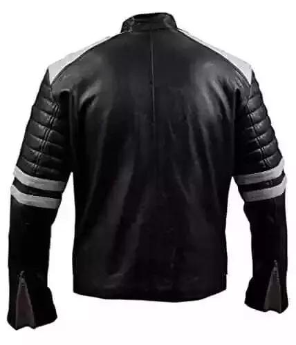 New Jacket Striped Motorcycle Biker Zip Men's Stylish Genuine Lambskin Leather