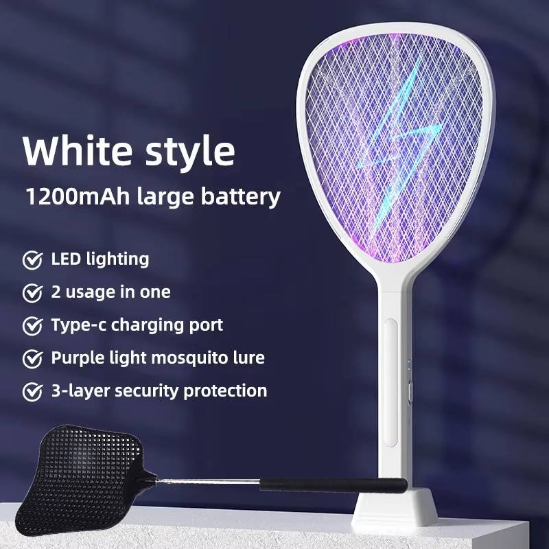 

3 In 1 Widening of The Power Grid Electric Mosquito Swatter 3000V C-type Charging Mosquito and Fly Killer