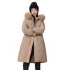 New women's long fashion hooded big fur collar cotton coat, thin versatile cotton coat