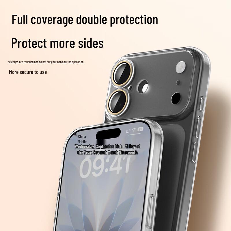 Baizou Ultra-Thin Frosted Transparent iPhone Case with Integrated Glass Lens Protector