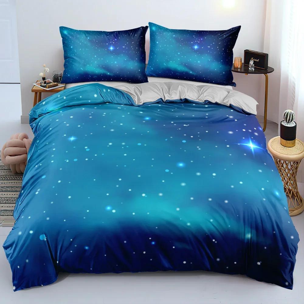 Comforter 3Pcs Magical Galaxy Dark Blue Bedding Set Twin Full Queen King Size Shining Stars Sky Kids Adults Comforter Set
