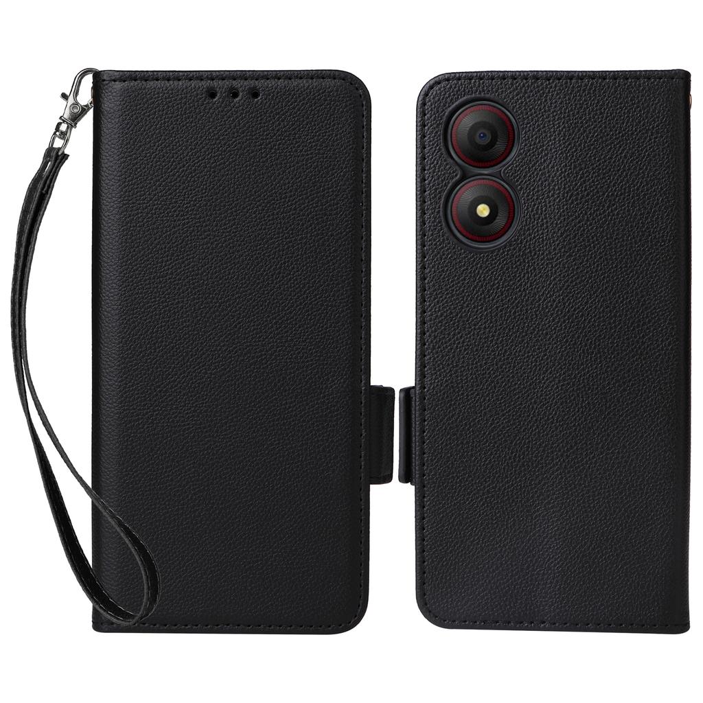 For ZTE Blade A34 Phone Case Leather Litchi Texture Cover with Magnetic Closure