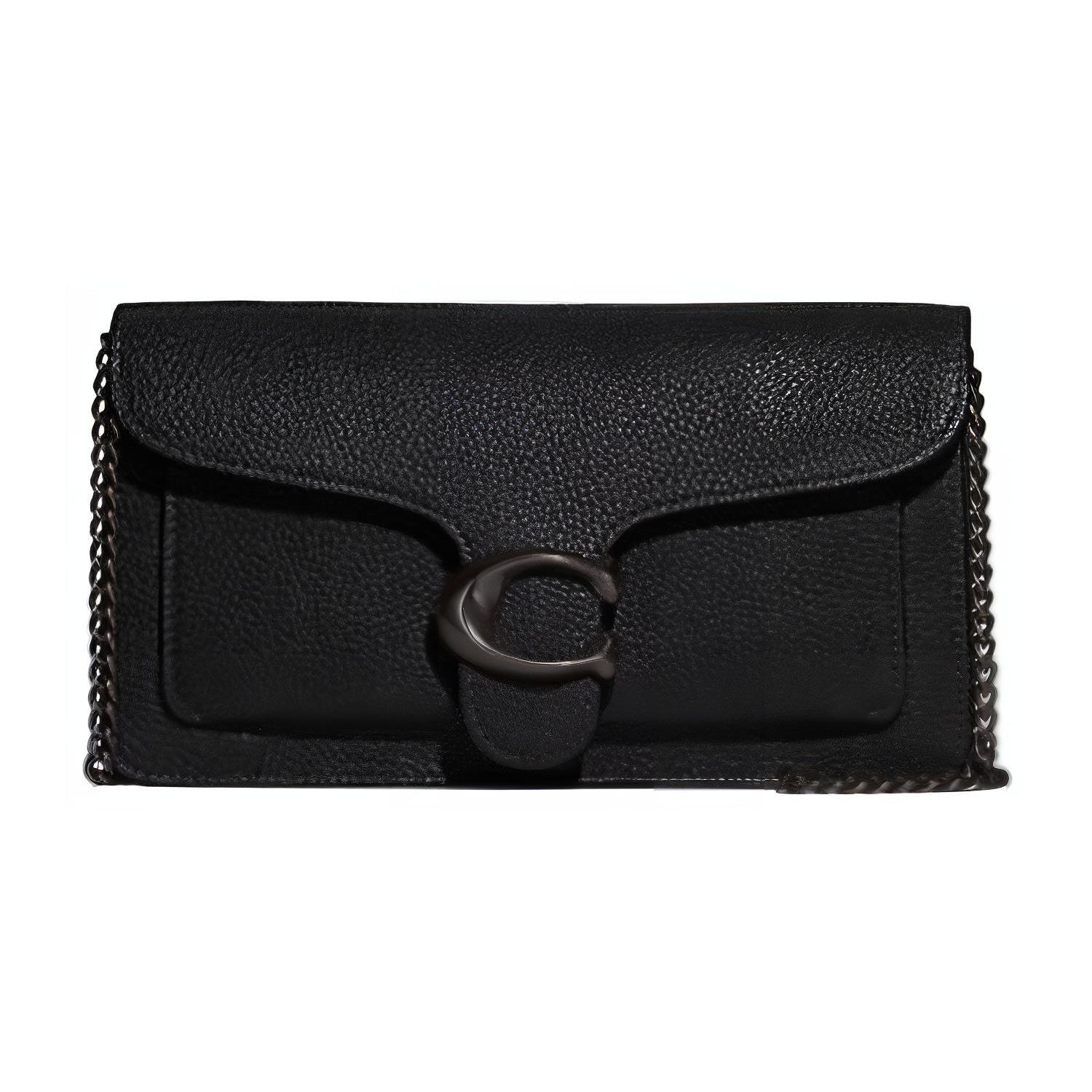 Coach Women's Black Tabby 21 Flap Closure Pebble Leather Shoulder Bag Crossbody Clutch Small Bags Ce772-V5blk