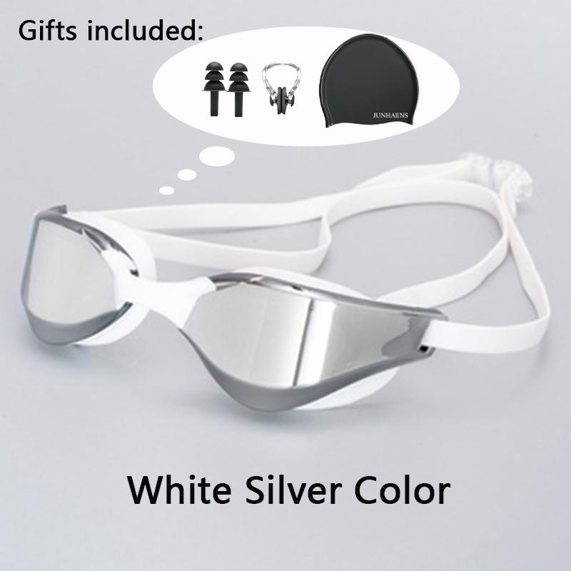 Meslek Yarış Yüzme Gözlüğü Kaplama Su Geçirmez UV Koruması Yarışma Buğu Önleyici Gözlükler Açık Hava Maç Gözlükleri