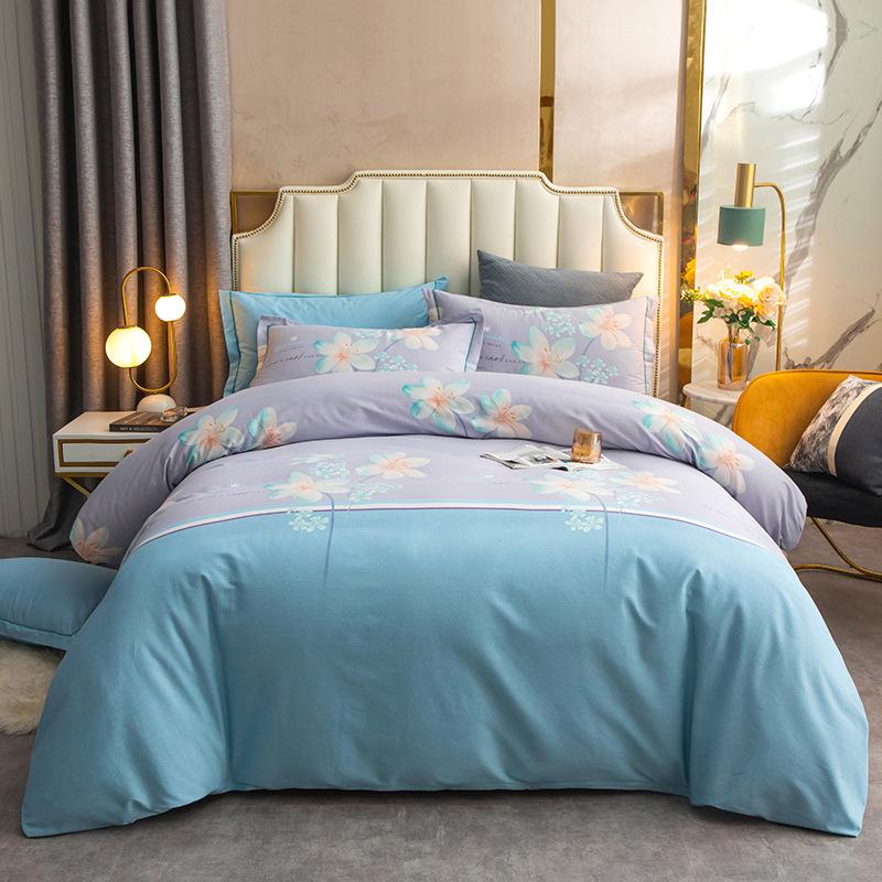 Vierteiliger Bettbezug und Bettbezug aus verdickter, gebürsteter reiner Baumwolle für Herbst und Winter