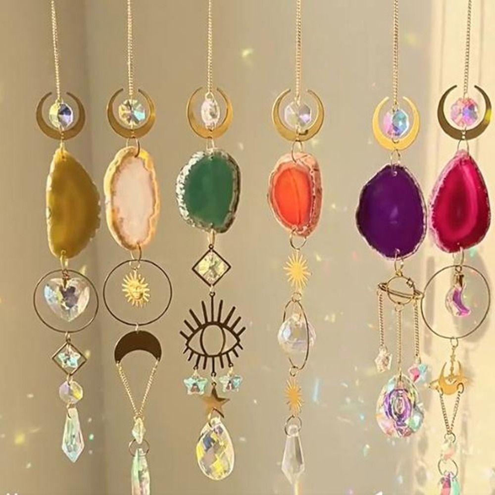 Colorful Crystal Agate Sunshine Catcher Pendant Natural Agate Lighting Pendant  Window Decoration