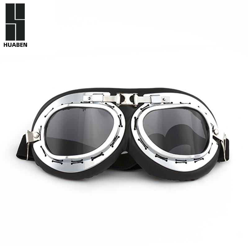 Vintage Harley Silver Frame Karting Goggles Motorcycle Outdoor Sports Riding Glasses Dustproof Windproof Goggles