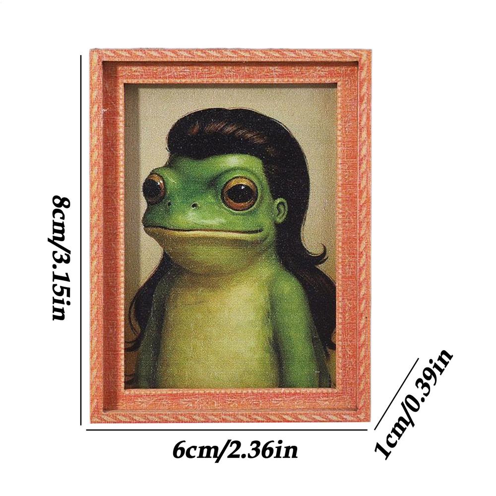 

Funny Frog Magnet Wooden Small Cute Funny Home Supplies Retro Framed Frog Art Magnets for Friends Kitchen Cabinet Christmas